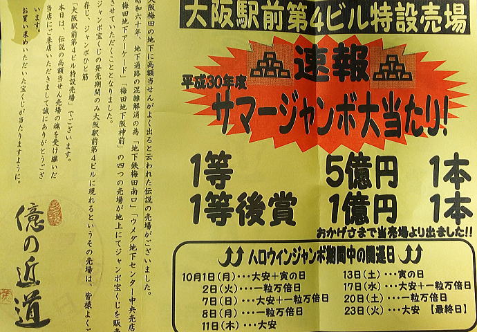 大阪駅前第4ビル特設売場 営業時間と高額当選実績